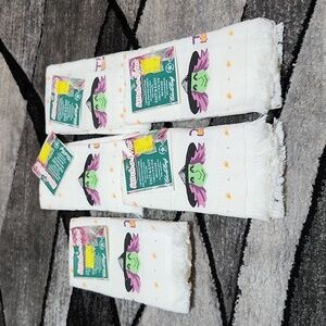 VINTAGE STITCH-A-PRINT HALLOWEEN WITCH SET-OF-5 HAND TOWELS BUNDLE